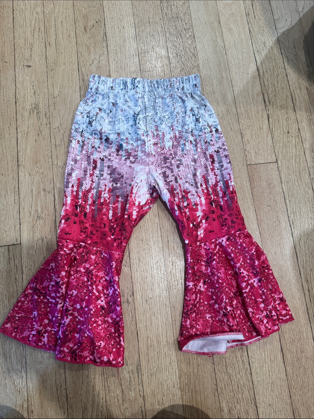 Girls Ombre Pink Sequin Flare Leggings